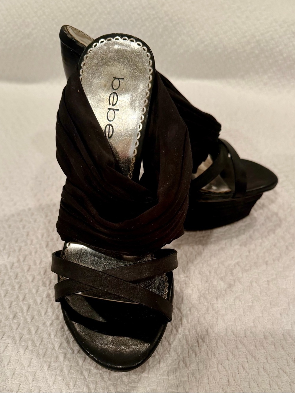 bebe Black Wrapped High Heel Slide sandals - Picture 6 of 6